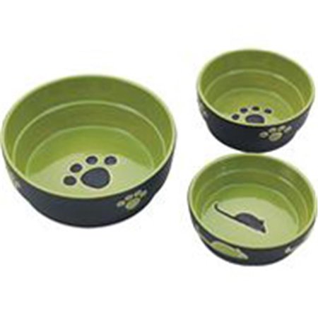 ETHICAL PET PRODUCTS Ethical Stoneware Dish 7 in. Fresco Dog Dish - Green ET38289
